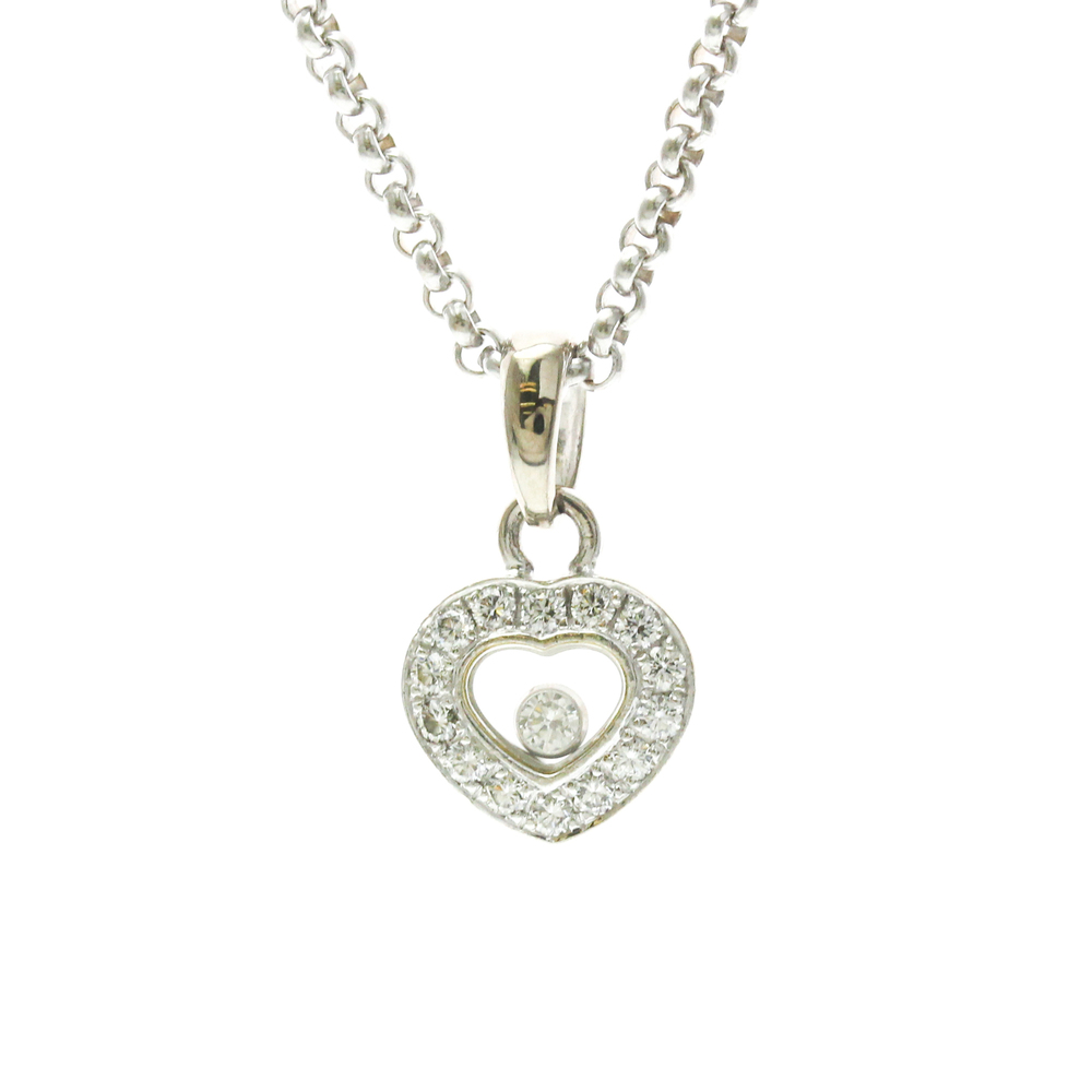 CHOPARD 18k Silver Diamond Heart Necklace